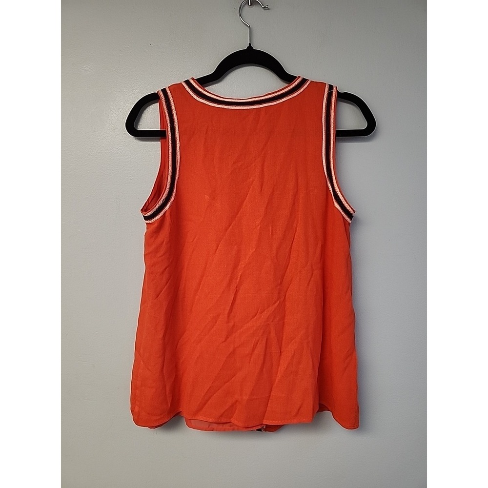 Unique Anthropologie THML Woman's S Orange Embroidered Tank Top - Picture 3 of 8